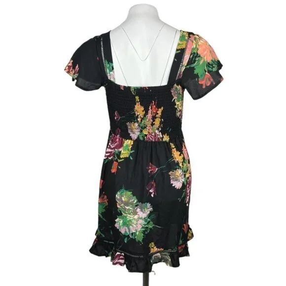 NWT BAND OF GYPSIES Square Neck Shift Floral Dress Sz XS - Picture 3 of 4